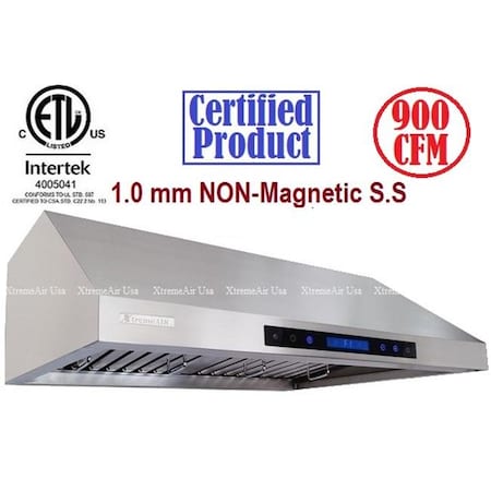 Xtremeair Usa XtremeAir PX12-U36; 36" 900 CFM; LED Lights; Baffle Filter W/ Grease Drain Tunnel; 1.0mm Non-Magnetic Stainless Steel;  Under Cabinet Mount Range Hood PX12-U36